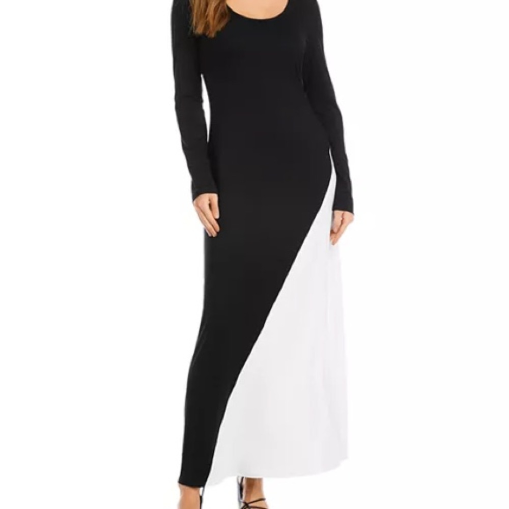 Karen Kane Black and White Asymmetrical Bodycon Dress
